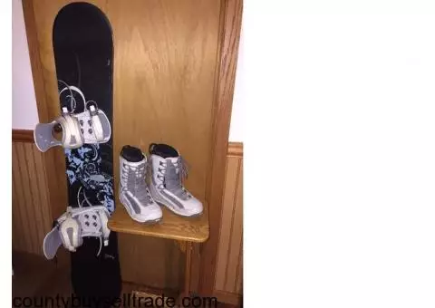 K2 women snowboard, Morrow boots and binding